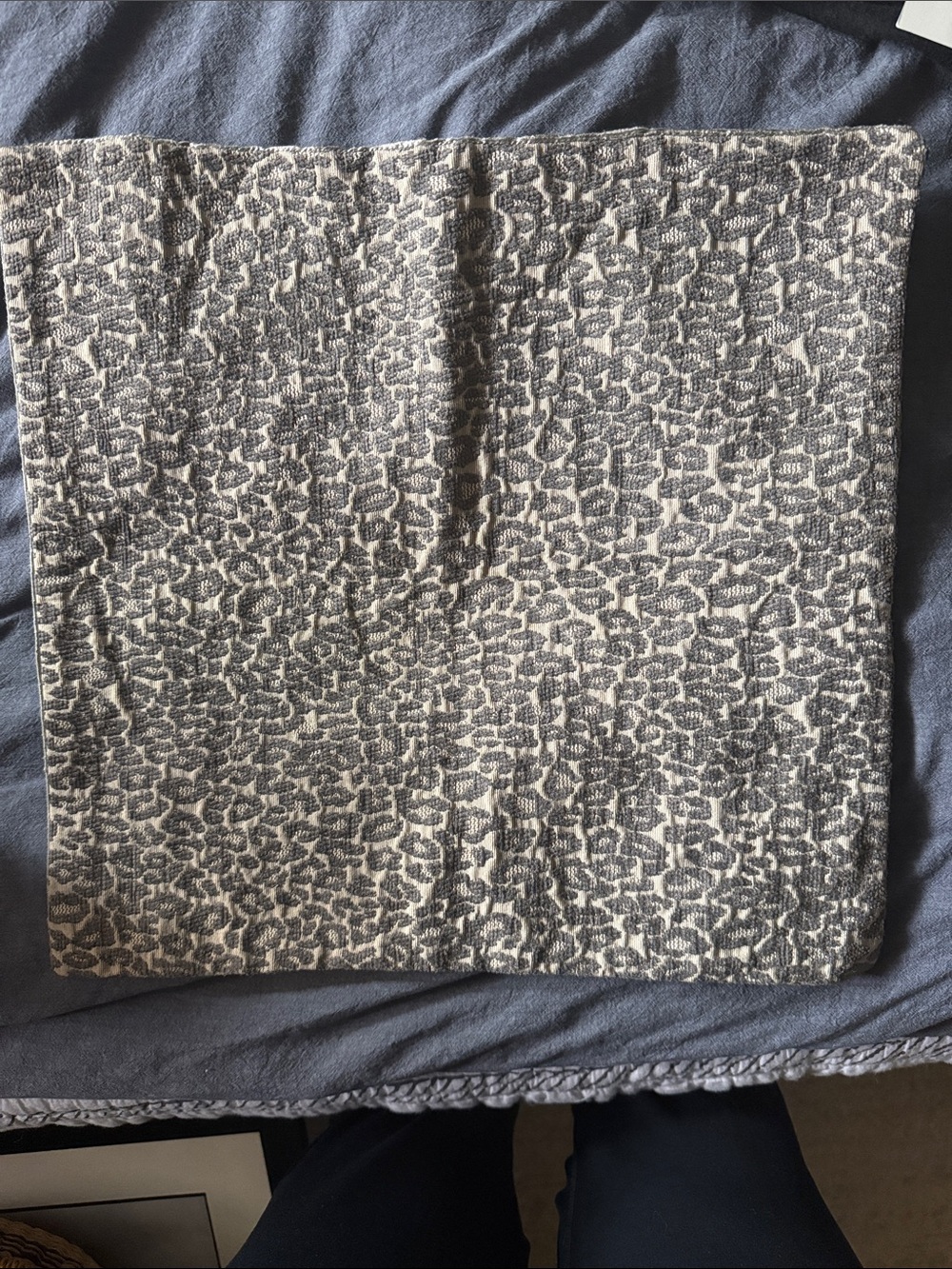 NEW - leopard weave and silk backing pillowcase custom made 16x16” no brand
